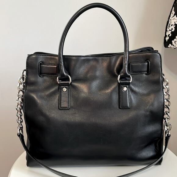 Michael Kors RARE Hamilton Studded Large Black Tote + MK Dust bag MSRP $558 EUC - Picture 3 of 16